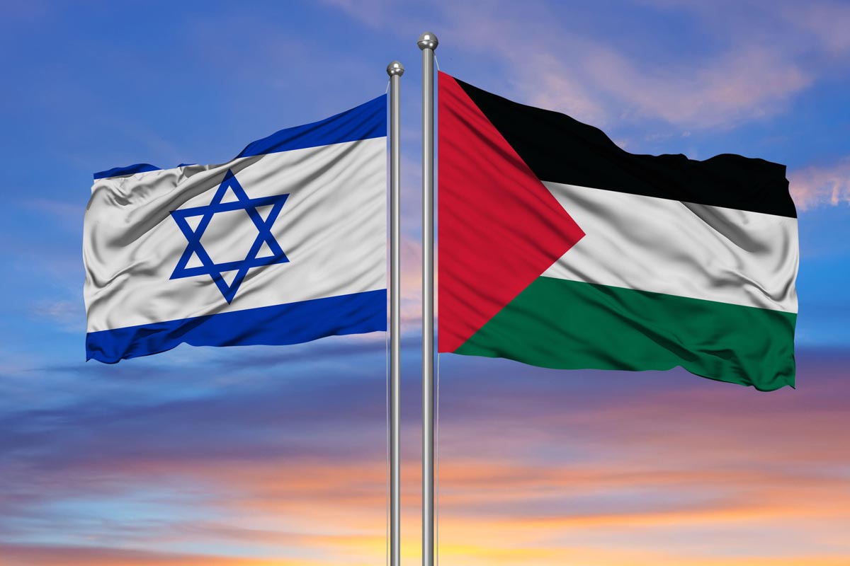 Israeli and Palestinian flags